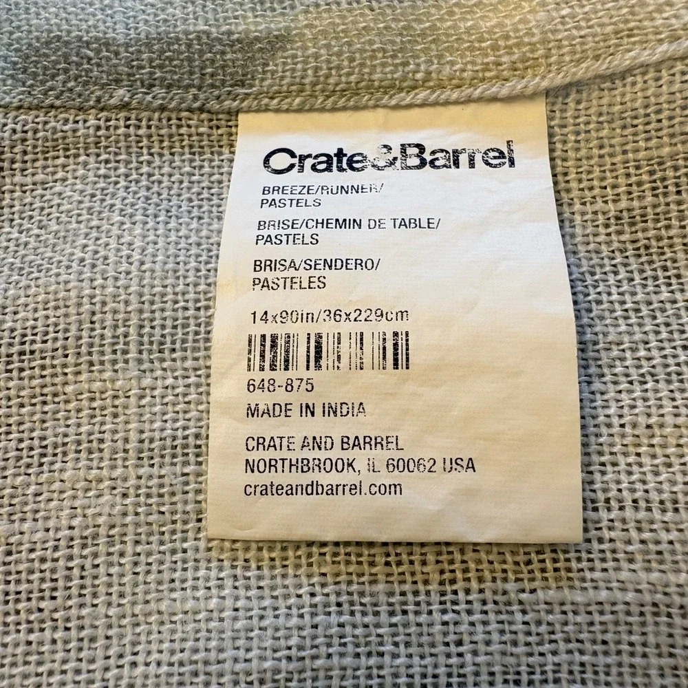 Crate &‎ Barrel Breezeway 14x90 Linen Table Runner Pastel Geometric Modern